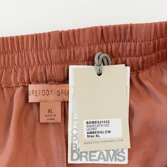 Barefoot Dreams Washed Satin Wide Leg Pants Amberglow Size XL NWT - Picture 9 of 10